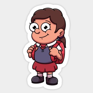 Girl In School Outfit Cartoon Sticker